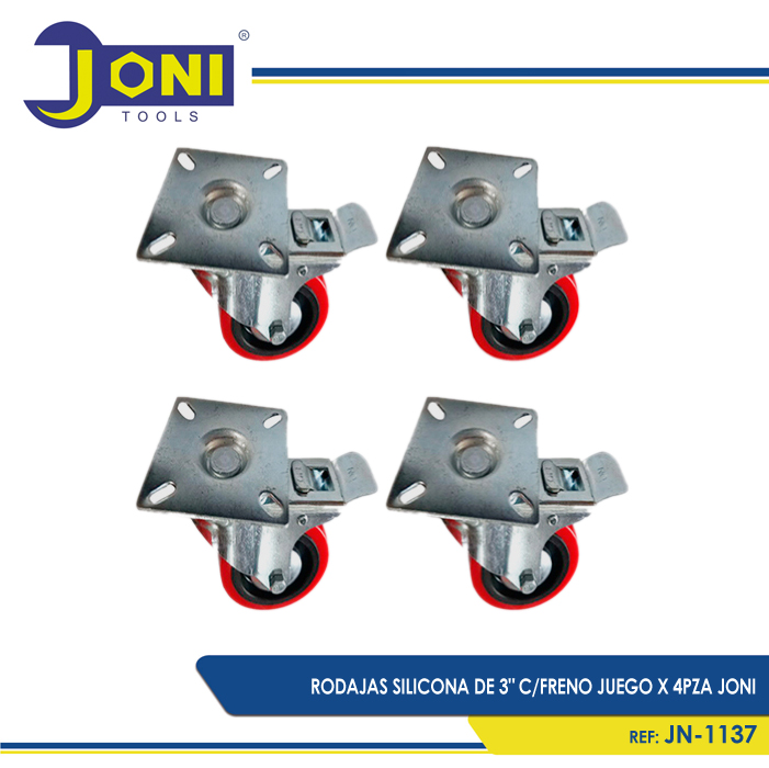RODAJAS SILICONA DE 3PULG C FRENO JUEGO X 4PZA JONI
