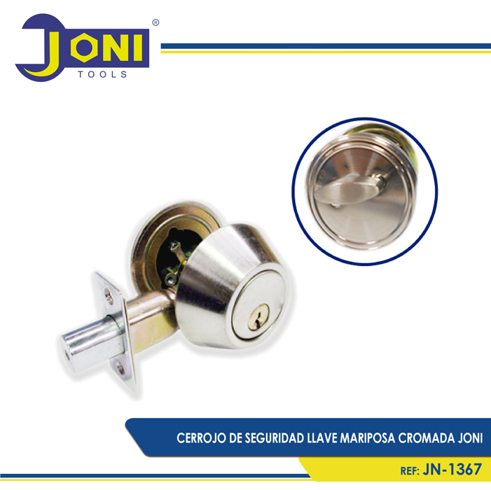 CERRADURA DE SEGURIDAD LLAVE MARIPOSA CROMADA JONI