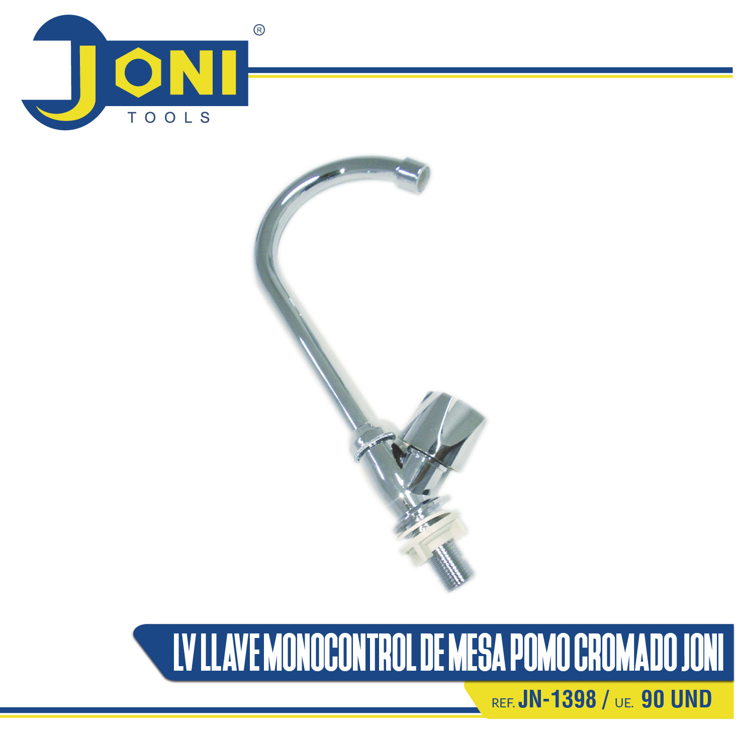 LV LLAVE MONOCONTROL DE MESA POMO CROMADO JONI